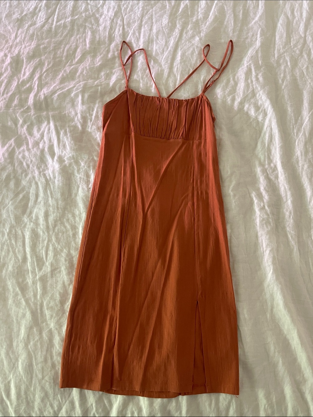 Free People Burnt Orange Slip Dress with Thin Straps